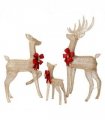3-Piece Lighted Christmas Reindeer Family Set Outdoor Decorations, Weather Proof Sparkling Deer Family Set of 3 Christmas Ornament Home Decor Pre-lit 210 LED Warm White Lights, 4FT, Golden