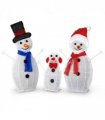 Lighted Snowman Christmas Yard Decorations, Set of 3 Pre-lit 2D Snowman Family with 80 LED White Lights and Stakes for Xmas Outdoor Holiday Indoor Decor Lighted Holiday Displays