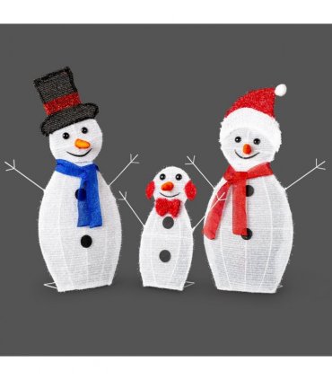 Lighted Snowman Christmas Yard Decorations, Set of 3 Pre-lit 2D Snowman Family with 80 LED White Lights and Stakes for Xmas Outdoor Holiday Indoor Decor Lighted Holiday Displays