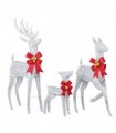 3-Piece Lighted Christmas Reindeer Family Set Outdoor Decorations, Weather Proof Sparkling Deer Family Set of 3 Christmas Ornament Home Decor Pre-lit 210 LED Warm White Lights, 4FT, Silver