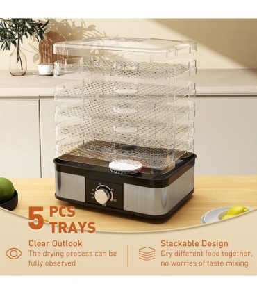 HOMCOM 5 Tier Food Dehydrator, 245W for Drying Fruit, Meat, Vegetable, Black
