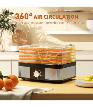 HOMCOM 5 Tier Food Dehydrator, 245W for Drying Fruit, Meat, Vegetable, Black