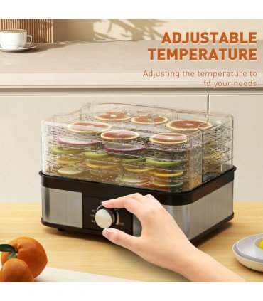 HOMCOM 5 Tier Food Dehydrator, 245W for Drying Fruit, Meat, Vegetable, Black