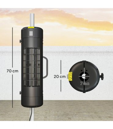 Outsunny Electric Parasol Mounted Patio Heater, Outdoor Heater w/ 2 Setting