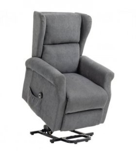 HOMCOM Power Lift Chair, Fabric Recliner Armchair w/ Remote Charcoal Grey