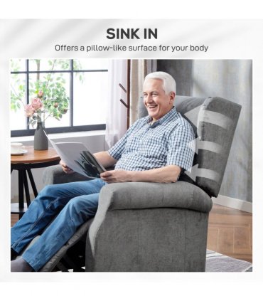 HOMCOM Power Lift Chair, Fabric Recliner Armchair w/ Remote Charcoal Grey