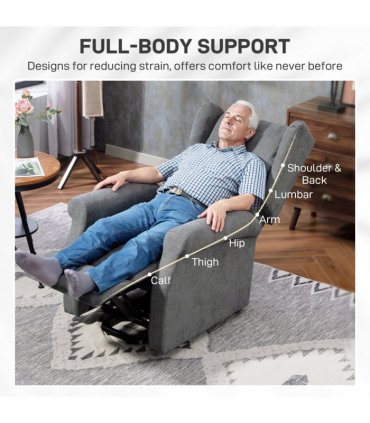 HOMCOM Power Lift Chair, Fabric Recliner Armchair w/ Remote Charcoal Grey