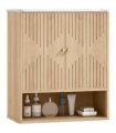 HOMCOM Bathroom Wall Cabinet with Adjustable Shelf and Open Shelf, Oak