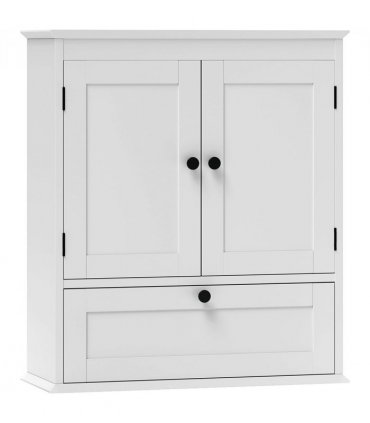 HOMCOM Bathroom Cabinet Wall Mounted with Adjustable Shelf, White