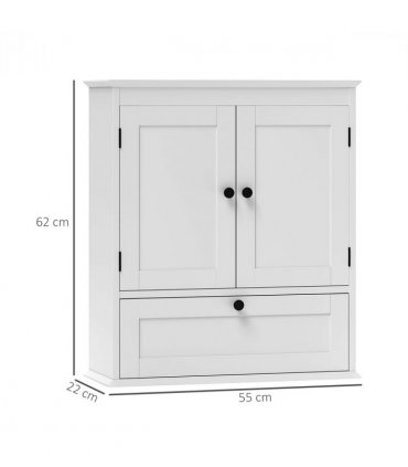 HOMCOM Bathroom Cabinet Wall Mounted with Adjustable Shelf, White