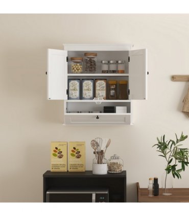 HOMCOM Bathroom Cabinet Wall Mounted with Adjustable Shelf, White