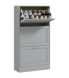 HOMCOM Narrow Shoe Cabinet with 3 Flip Drawers for 18 Pairs of Shoes Grey