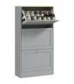 HOMCOM Narrow Shoe Cabinet with 3 Flip Drawers for 18 Pairs of Shoes Grey