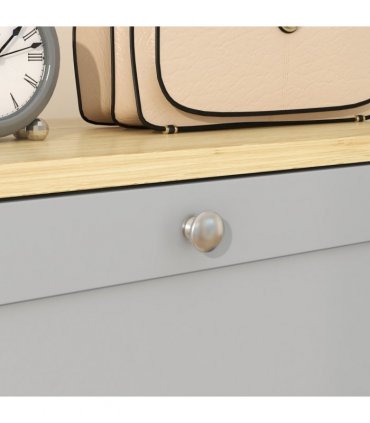 HOMCOM Narrow Shoe Cabinet with 3 Flip Drawers for 18 Pairs of Shoes Grey