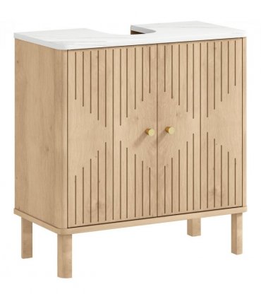HOMCOM Under Sink Bathroom Cabinet for Basin without or with Pedestal, Oak