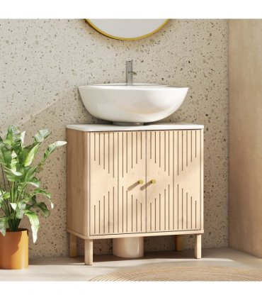 HOMCOM Under Sink Bathroom Cabinet for Basin without or with Pedestal, Oak