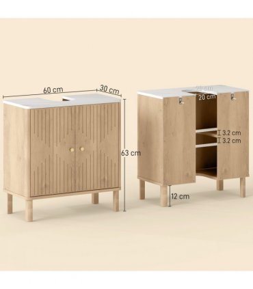 HOMCOM Under Sink Bathroom Cabinet for Basin without or with Pedestal, Oak