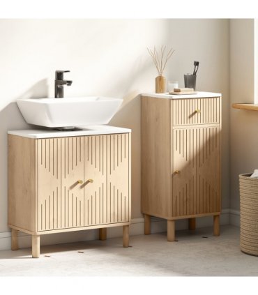 HOMCOM Under Sink Bathroom Cabinet for Basin without or with Pedestal, Oak