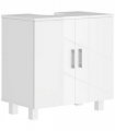 HOMCOM Freestanding Bathroom High Gloss Under Sink Cabinet, White