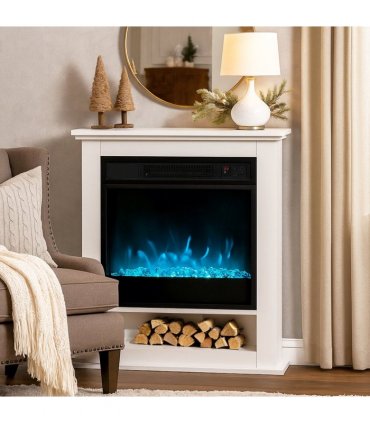 HOMCOM 1800W White Electric Fire Reach up to 30㎡ Space
