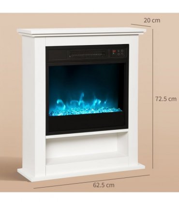 HOMCOM 1800W White Electric Fire Reach up to 30㎡ Space