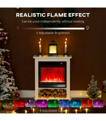 HOMCOM 1800W White Electric Fire Reach up to 30㎡ Space