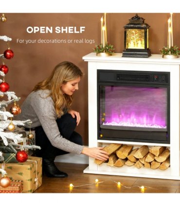 HOMCOM 1800W White Electric Fire Reach up to 30㎡ Space