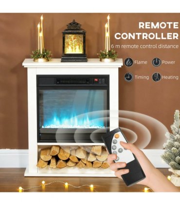 HOMCOM 1800W White Electric Fire Reach up to 30㎡ Space