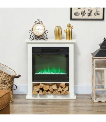 HOMCOM 1800W White Electric Fire Reach up to 30㎡ Space