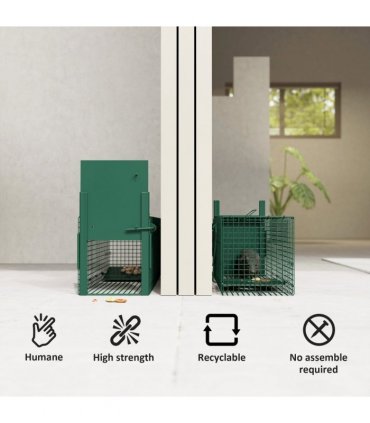 Outsunny Single Door Rat Trap for Small Animals, Dark Green