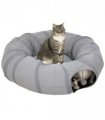 PawHut 2 in 1 Cat Tunnel with Bed, Cat Play Tunnel for Indoor Cats, Grey
