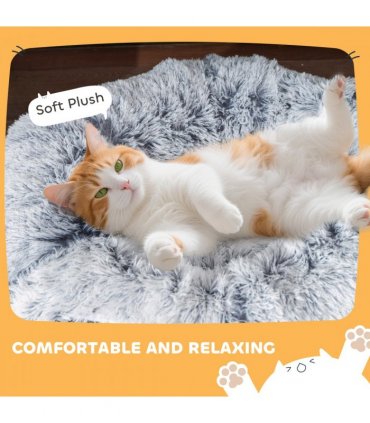 PawHut Donut Play Tunnel Bed with Washable Cushion and Toy Ball, Light Grey