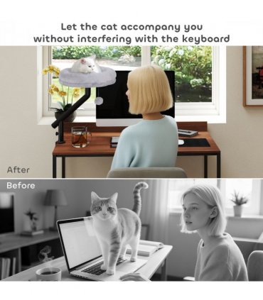PawHut Cat Bed for Desk, 360° Rotatable Adjustable Cat Nest Hammock