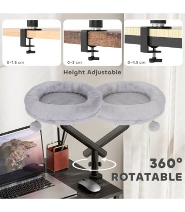 PawHut Cat Bed for Desk, 360° Rotatable Adjustable Cat Nest Hammock