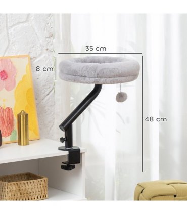PawHut Cat Bed for Desk, 360° Rotatable Adjustable Cat Nest Hammock