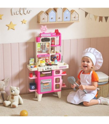AIYAPLAY Kids Pretend Role Play Set with Realistic Lights & Sounds, Pink