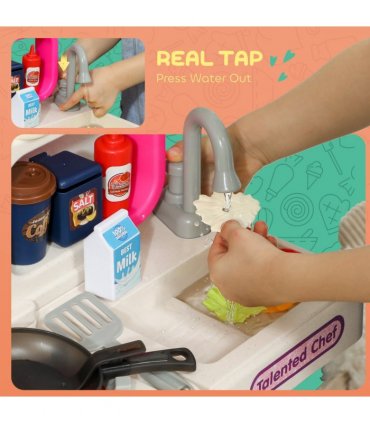 AIYAPLAY Kids Pretend Role Play Set with Realistic Lights & Sounds, Pink