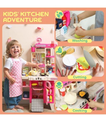AIYAPLAY Kids Pretend Role Play Set with Realistic Lights & Sounds, Pink