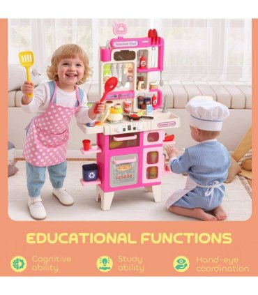AIYAPLAY Kids Pretend Role Play Set with Realistic Lights & Sounds, Pink
