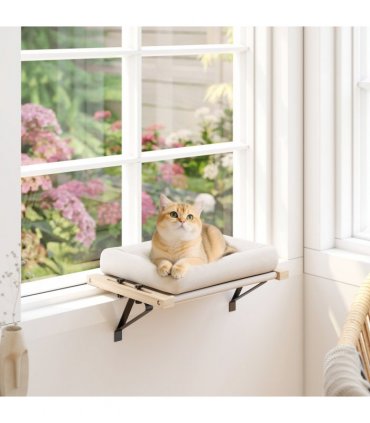 PawHut Cat Radiator Bed, Adjustable Hanging Cat Hammock with Cushion, Cream