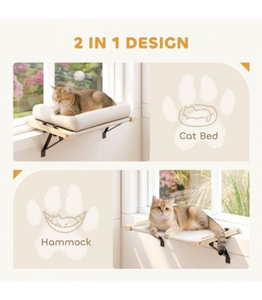PawHut Cat Radiator Bed, Adjustable Hanging Cat Hammock with Cushion, Cream