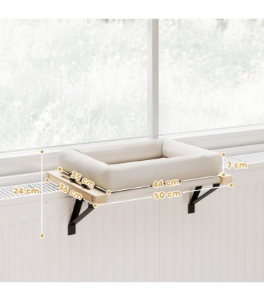 PawHut Cat Radiator Bed, Adjustable Hanging Cat Hammock with Cushion, Cream