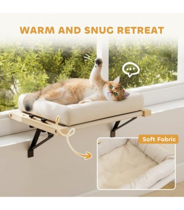 PawHut Cat Radiator Bed, Adjustable Hanging Cat Hammock with Cushion, Cream