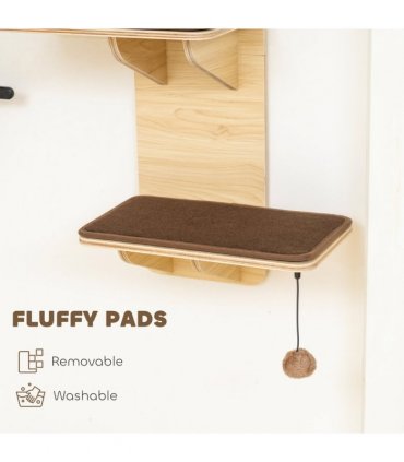 PawHut 4-Level Cat Tree Door Mounted with Washable Plush Pads, Toy Ball