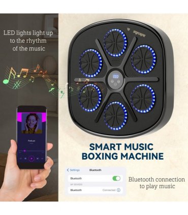 SPORTNOW Smart Bluetooth Boxing Machine Wall Mounted with 9 Speeds & Modes