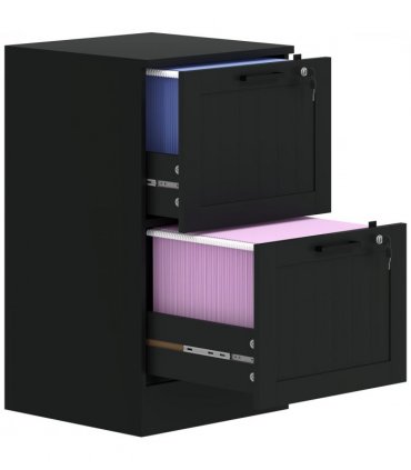 HOMCOM 2 Drawer File Cabinet with Lock and Adjustable Hanging Bars, Black