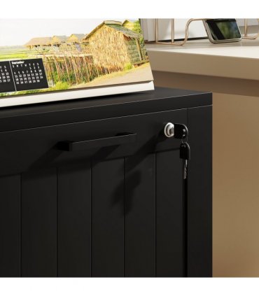HOMCOM 2 Drawer File Cabinet with Lock and Adjustable Hanging Bars, Black