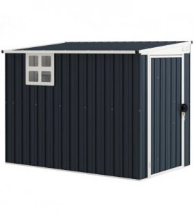 Outsunny 7.6 x 4ft Outdoor Garden Storage Shed with Window, Dark Grey