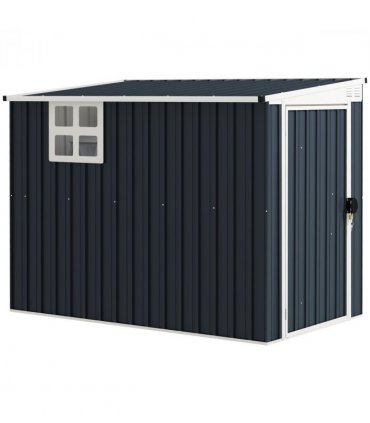 Outsunny 7.6 x 4ft Outdoor Garden Storage Shed with Window, Dark Grey
