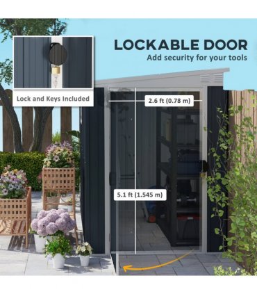 Outsunny 7.6 x 4ft Outdoor Garden Storage Shed with Window, Dark Grey